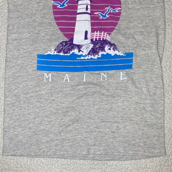 1990 Jerzees Pastel Maine Lighthouse Graphic Print T-Shirt: Size Medium - Picture 9 of 10